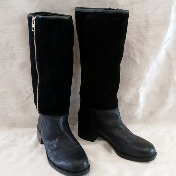 COACH Knee High Boots Black Bailey Safari Leather 7.5 - Picture 4 of 16